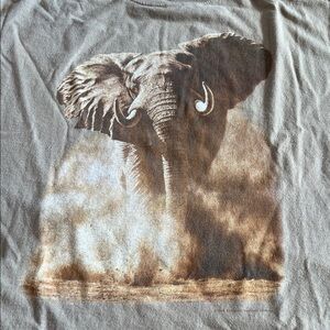 1998 RARE VINTAGE Anvil Tan Colored Cotton Elephant Graphic T-Shirt XL